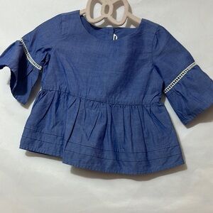 Janie and Jack Blue Peplum Blouse with Round Neckline